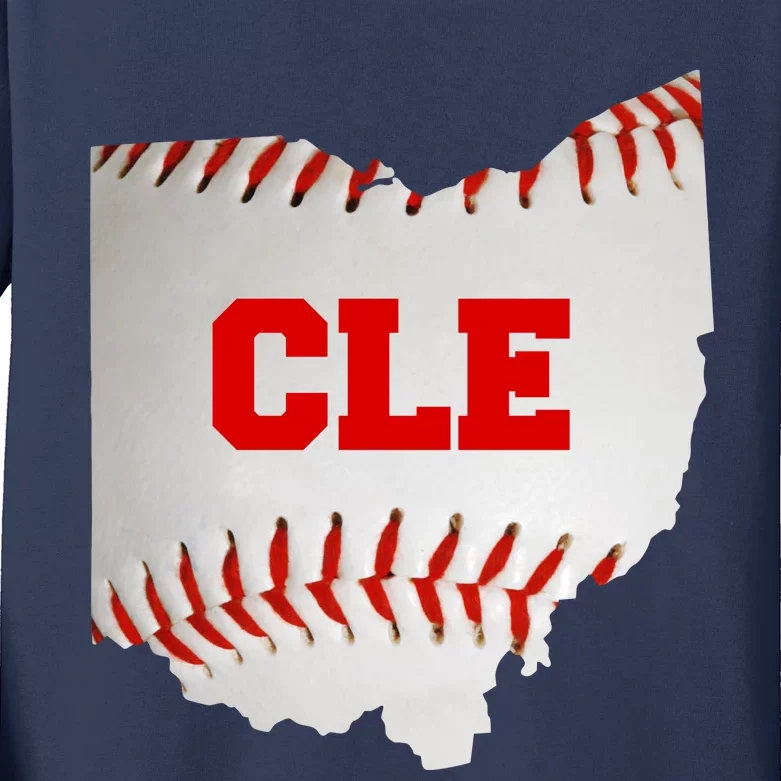 Cleveland, Ohio Baseball CLE Logo Kids Long Sleeve Shirt