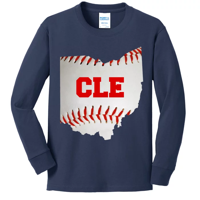 Cleveland, Ohio Baseball CLE Logo Kids Long Sleeve Shirt