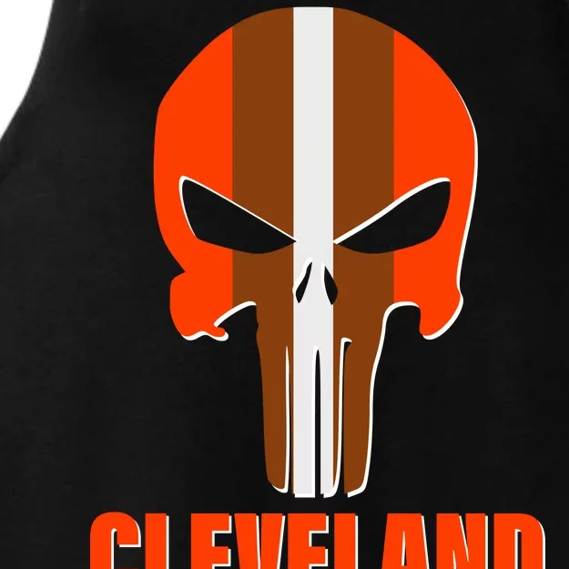 Cleveland Skull Football Ladies Tri-Blend Wicking Tank