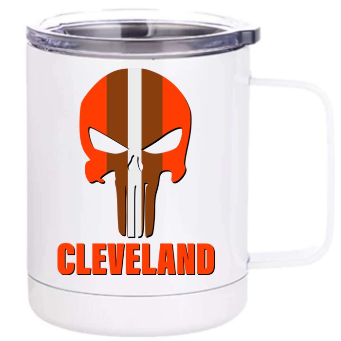 Cleveland Skull Football Front & Back 12oz Stainless Steel Tumbler Cup