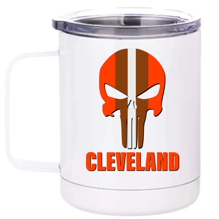 Cleveland Skull Football Front & Back 12oz Stainless Steel Tumbler Cup