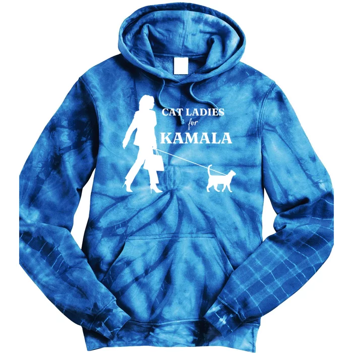 Cat Ladies For Kamala Funny Gift Tie Dye Hoodie