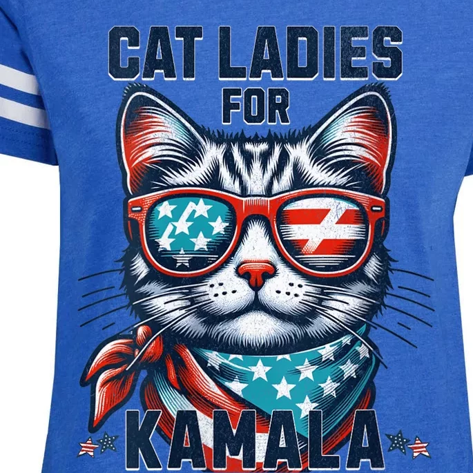 Cat Ladies For Kamala Funny Cat 2024 President 2024 Election Kamalaharris Enza Ladies Jersey Football T-Shirt