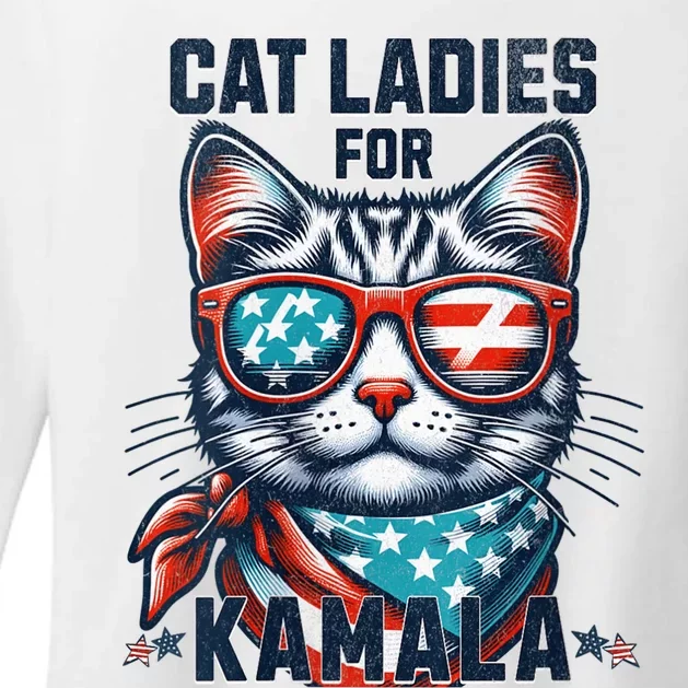 Cat Ladies For Kamala Funny Cat 2024 President 2024 Election Kamalaharris Womens CVC Long Sleeve Shirt