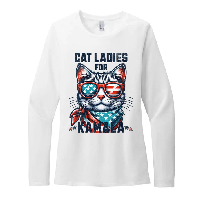 Cat Ladies For Kamala Funny Cat 2024 President 2024 Election Kamalaharris Womens CVC Long Sleeve Shirt