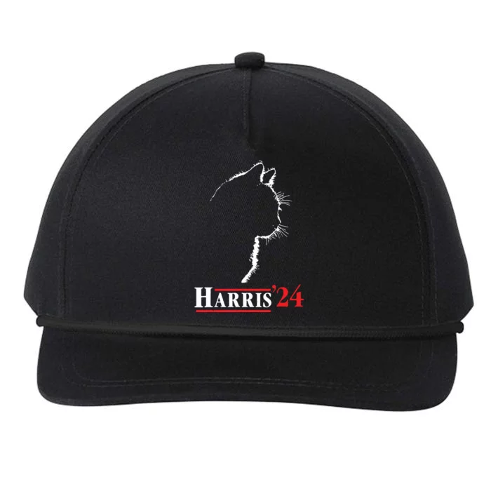 Cat Ladies For Kamala Funny Cat 2024 President Kamalaharris Snapback Five-Panel Rope Hat