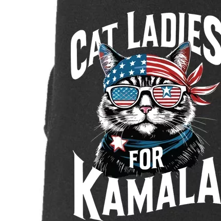 Cat Ladies For Kamala 2024 President Kamalaharris Doggie 3-End Fleece Hoodie