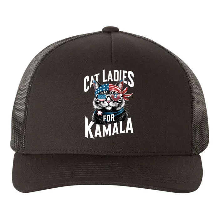 Cat Ladies For Kamala 2024 President Kamalaharris Yupoong Adult 5-Panel Trucker Hat