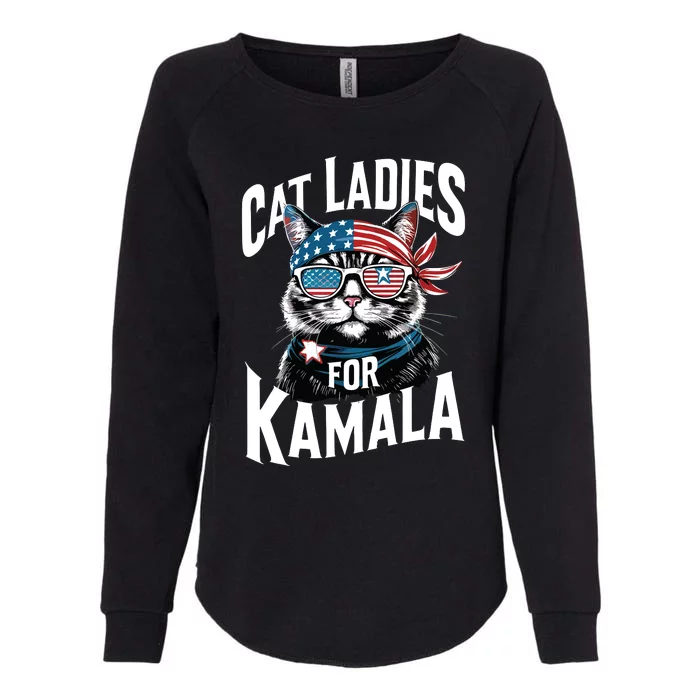 Cat Ladies For Kamala 2024 President Kamalaharris Womens California Wash Sweatshirt