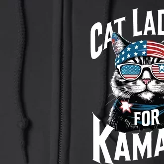 Cat Ladies For Kamala 2024 President Kamalaharris Full Zip Hoodie