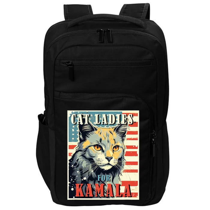 Cat Ladies For Kamala Funny Cat 2024 President Kamalaharris Impact Tech Backpack