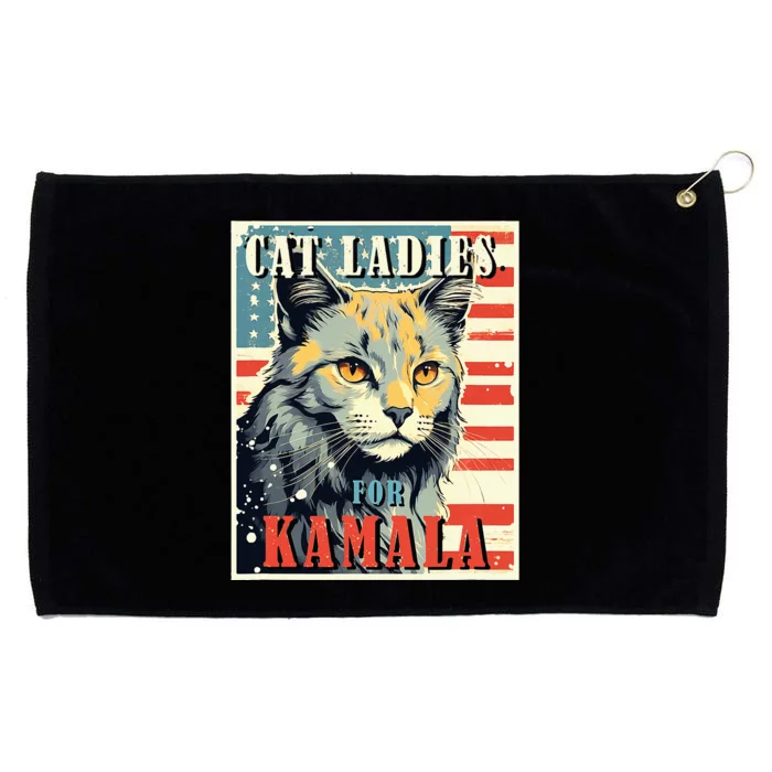 Cat Ladies For Kamala Funny Cat 2024 President Kamalaharris Grommeted Golf Towel