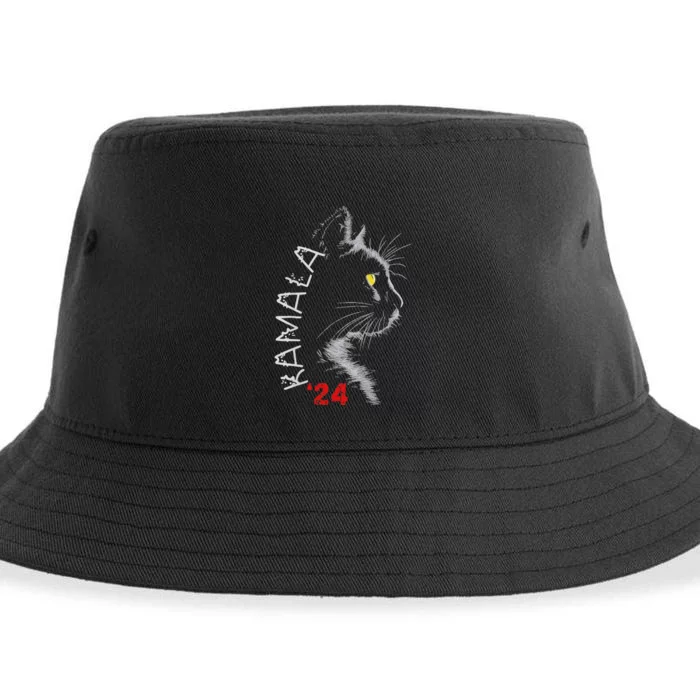 Cat Ladies For Kamala Cat 2024 President Kamala Harris Sustainable Bucket Hat