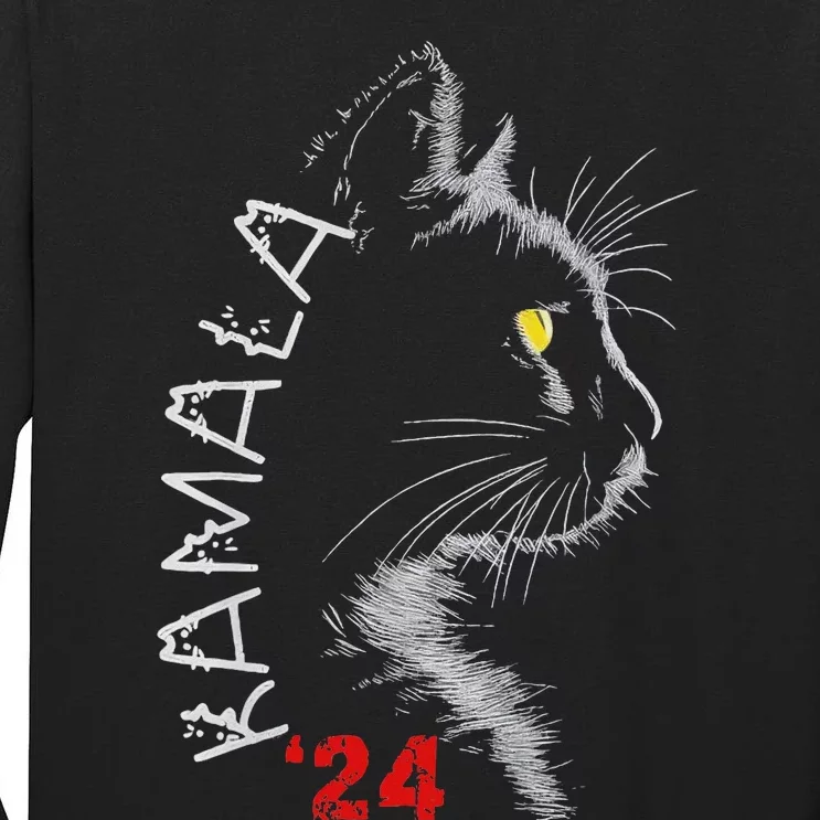 Cat Ladies For Kamala Cat 2024 President Kamala Harris Tall Long Sleeve T-Shirt