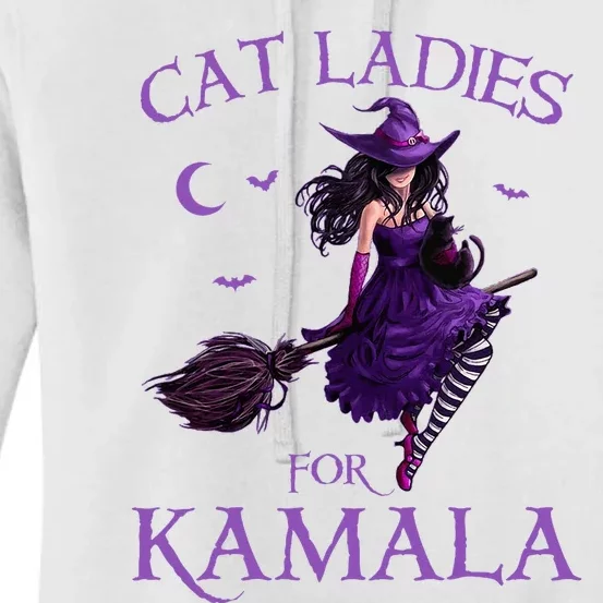 Cat Ladies For Kamala Harris 2024 Witches Harris Halloween Women's Pullover Hoodie