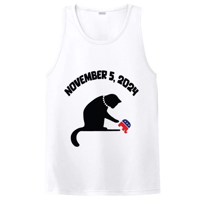 Cat Ladies For Kamala Harris Funny Cat With Pearls Performance Tank