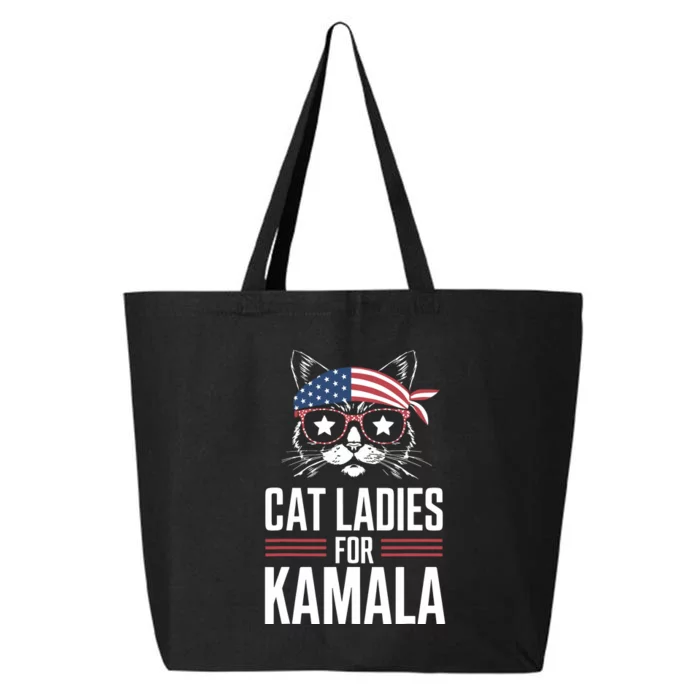 Cat Ladies For Kamala Funny Cat 2024 President Kamalaharris 25L Jumbo Tote