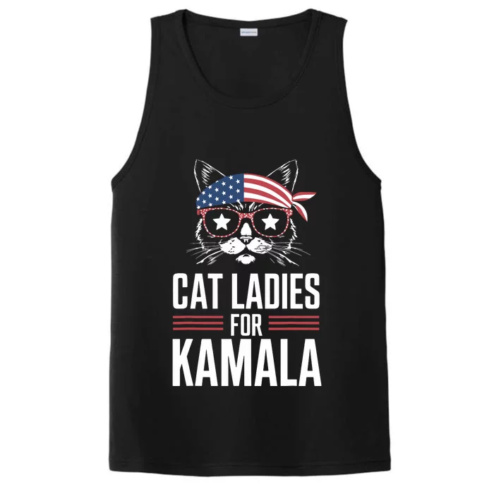 Cat Ladies For Kamala Funny Cat 2024 President Kamalaharris Performance Tank