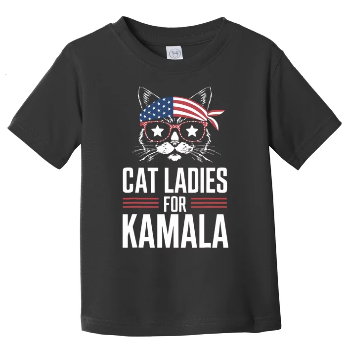 Cat Ladies For Kamala Funny Cat 2024 President Kamalaharris Toddler T-Shirt