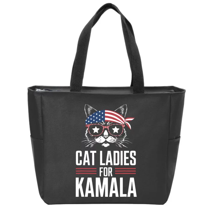 Cat Ladies For Kamala Funny Cat 2024 President Kamalaharris Zip Tote Bag