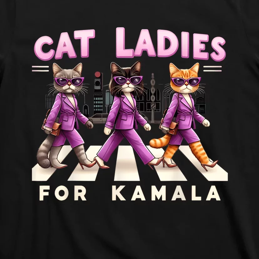 Cat Ladies For Kamala Vote Kamala Harris 2024 Cat Lover T-Shirt