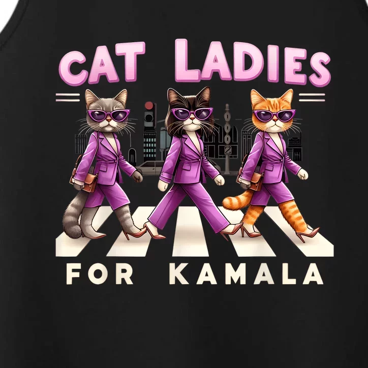 Cat Ladies For Kamala Vote Kamala Harris 2024 Cat Lover Performance Tank