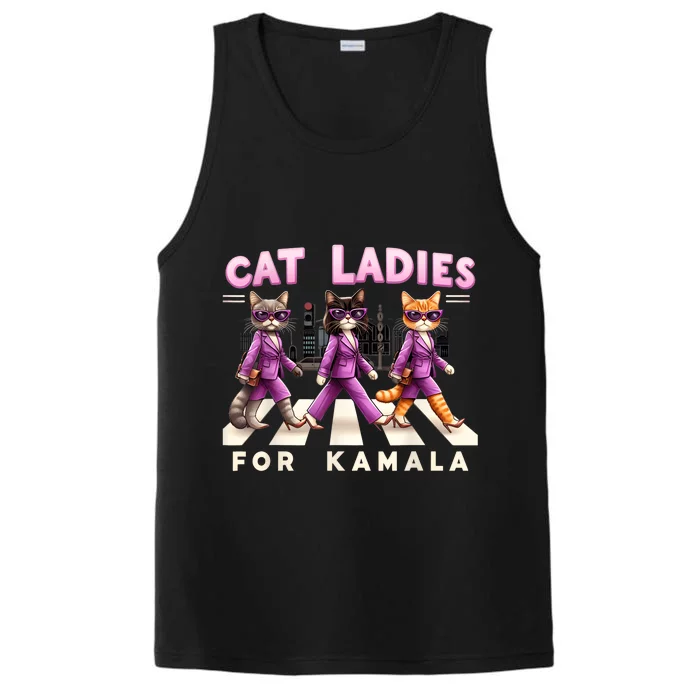 Cat Ladies For Kamala Vote Kamala Harris 2024 Cat Lover Performance Tank