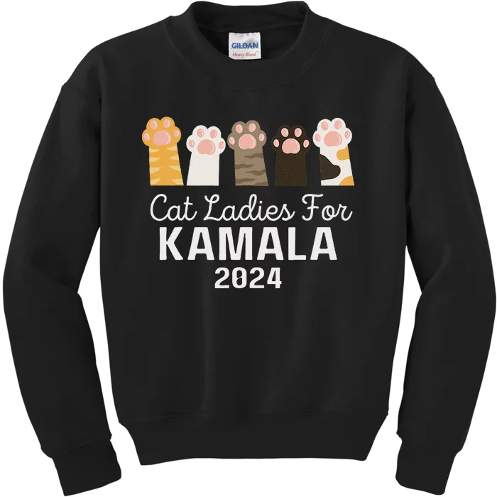 Cat Ladies For Kamala Childless Cat Ladies Funny Kids Sweatshirt