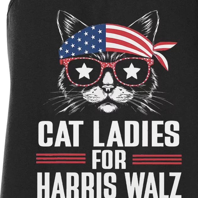 Cat Ladies For Harris Waltz Cat 2024 President Harris Waltz Women's Racerback Tank