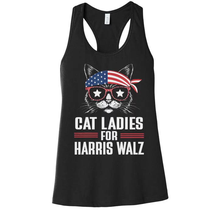 Cat Ladies For Harris Waltz Cat 2024 President Harris Waltz Women's Racerback Tank