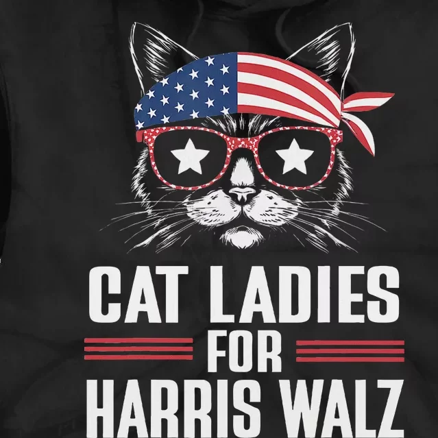 Cat Ladies For Harris Waltz Cat 2024 President Harris Waltz Tie Dye Hoodie