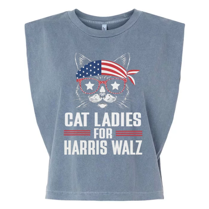 Cat Ladies For Harris Waltz Cat 2024 President Harris Waltz Garment-Dyed Women's Muscle Tee