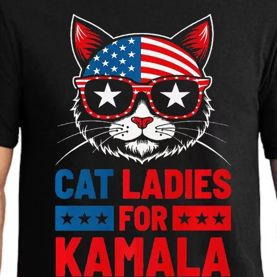 Cat Ladies For Kamala Funny Cat 2024 President Kamala Harris Premium Pajama Set