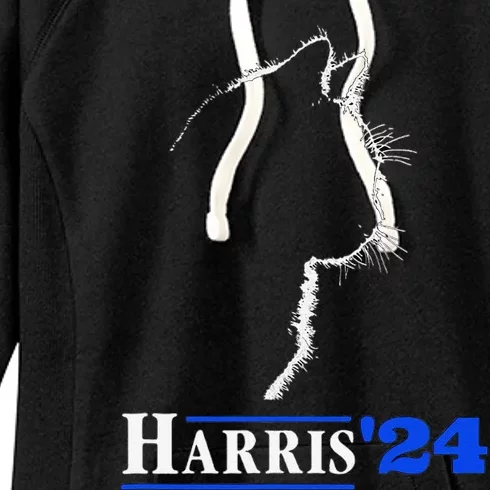 Cat Ladies For Kamala Funny Cat 2024 President Kamala Harris Women's Fleece Hoodie