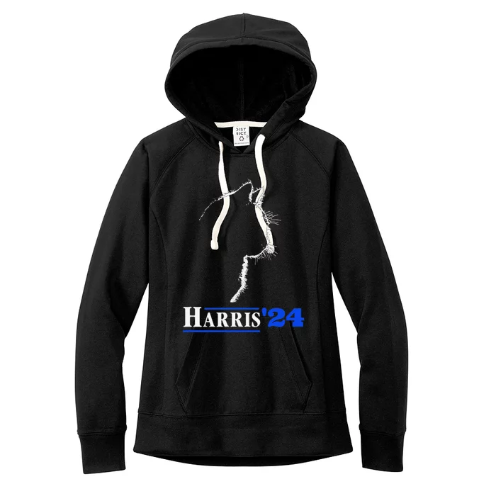 Cat Ladies For Kamala Funny Cat 2024 President Kamala Harris Women's Fleece Hoodie