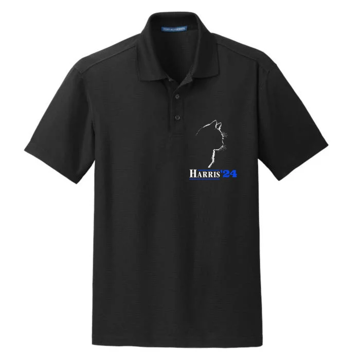 Cat Ladies For Kamala Funny Cat 2024 President Kamala Harris Dry Zone Grid Performance Polo