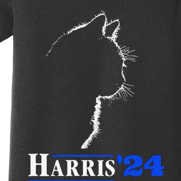 Cat Ladies For Kamala Funny Cat 2024 President Kamala Harris Baby Bodysuit