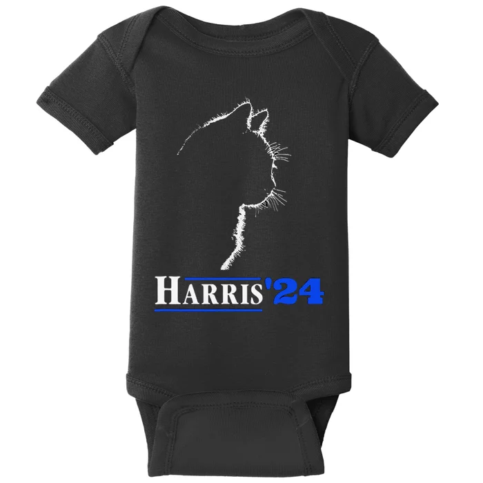 Cat Ladies For Kamala Funny Cat 2024 President Kamala Harris Baby Bodysuit