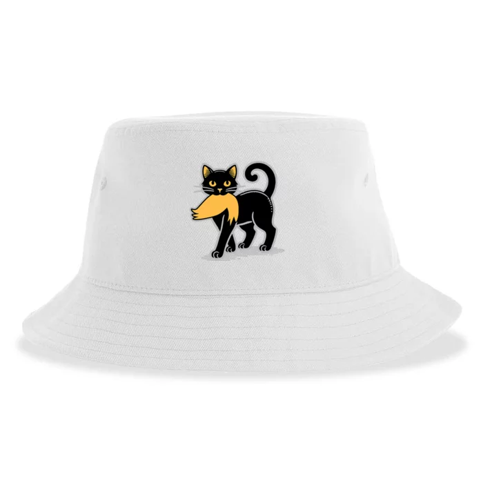 Cat Ladies For Kamala Harris Donald Trump 2024 Sarcastic Sustainable Bucket Hat