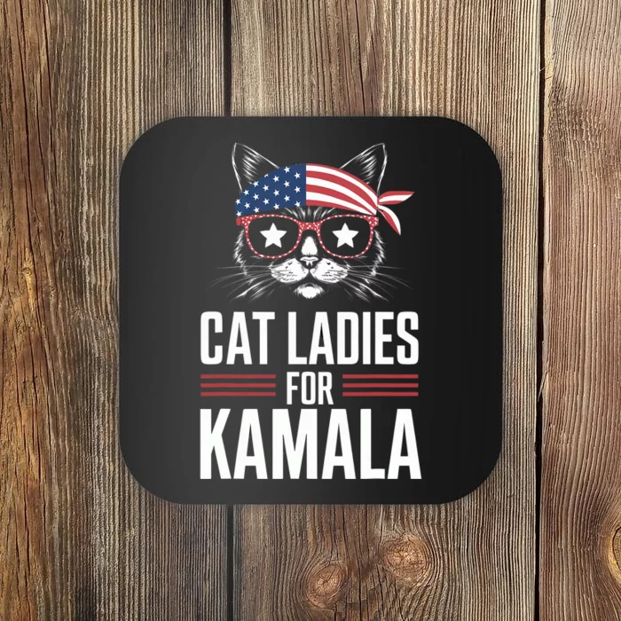 Cat Ladies For Kamala Funny Cat 2024 President Kamala Harris Trending Now Coaster