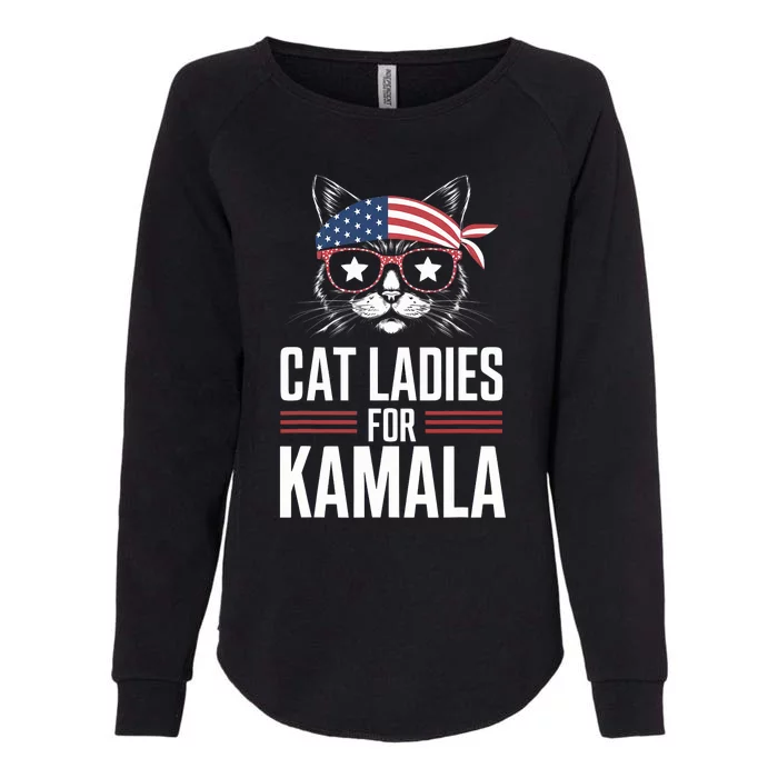 Cat Ladies For Kamala Funny Cat 2024 President Kamala Harris Trending Now Womens California Wash Sweatshirt