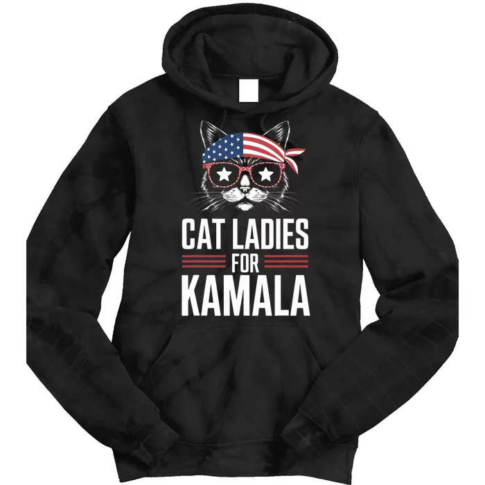 Cat Ladies For Kamala Funny Cat 2024 President Kamala Harris Trending Now Tie Dye Hoodie