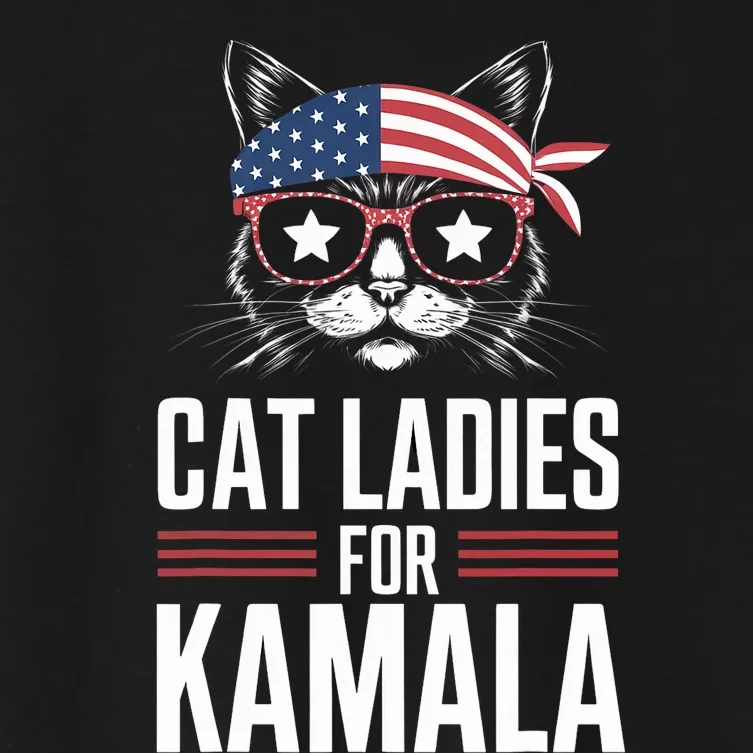 Cat Ladies For Kamala Funny Cat 2024 President Kamala Harris Trending Now Women's Crop Top Tee