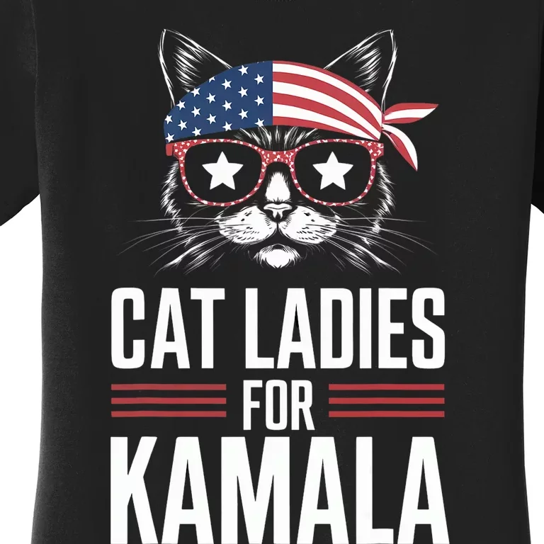 Cat Ladies For Kamala Funny Cat 2024 President Kamala Harris Trending Now Women's T-Shirt