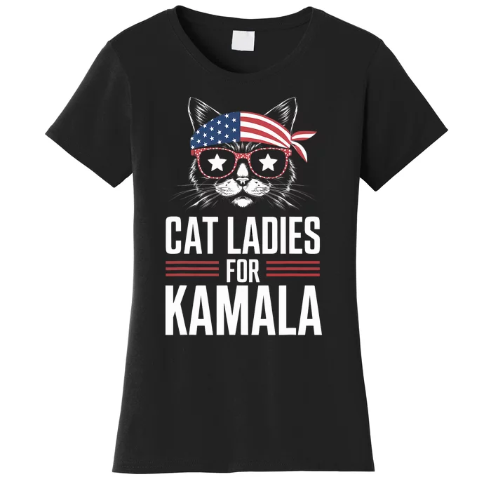 Cat Ladies For Kamala Funny Cat 2024 President Kamala Harris Trending Now Women's T-Shirt