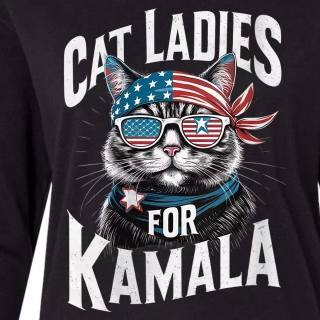 Cat Ladies For Kamala 2024 President Kamala Harris Womens Cotton Relaxed Long Sleeve T-Shirt