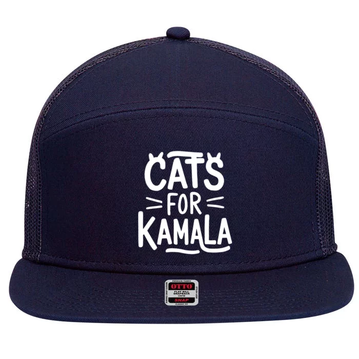 Cat Ladies For Kamala Cat Typography Alphabet Cute Simple Meaningful Gift 7 Panel Mesh Trucker Snapback Hat