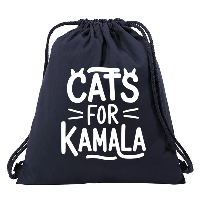 Cat Ladies For Kamala Cat Typography Alphabet Cute Simple Meaningful Gift Drawstring Bag