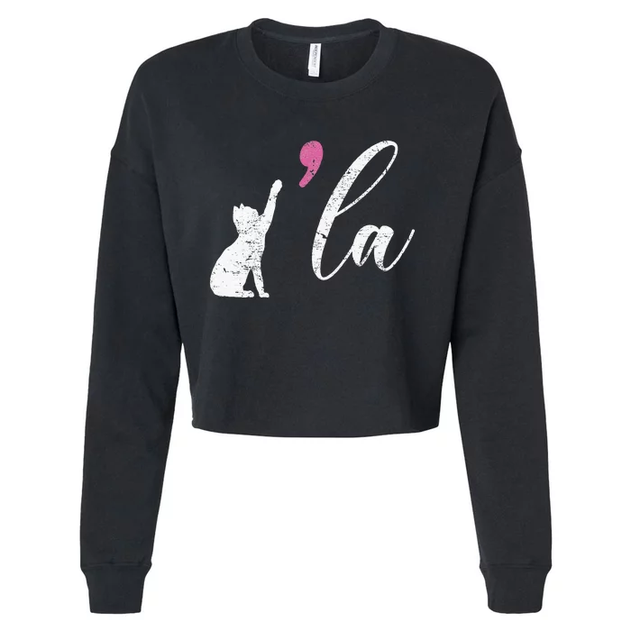 Cat Ladies For Kamala Harris For President 2024 Comma La Cropped Pullover Crew