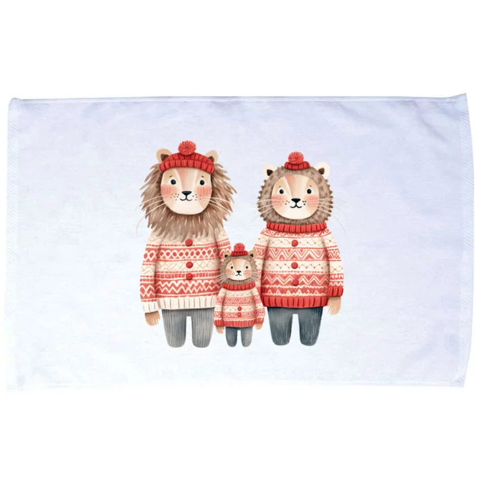 Christmas Lion Family Matching Outfit Microfiber Hand Towel